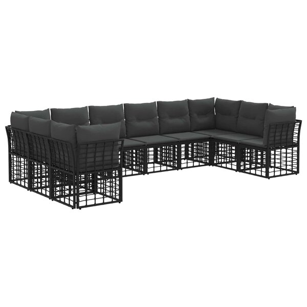 vidaXL Ensemble de canapés d'extérieur Noir et Gris foncé Polyester