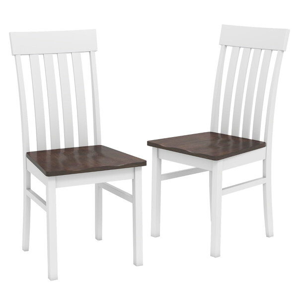 Lot de 2 chaises de salle à manger 44 x 50 5 x 97 cm confort ergonomique style rustique en bois de caoutchouc blanc+brun 20_0018772