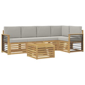 vidaXL Ensemble de canapés d'extérieur 6 pc Blanc et gris clair