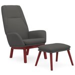 vidaXL Chaise de relaxation avec repose-pied Gris foncé Tissu
