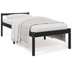 vidaXL Lit pour personne âgée noir 90x190 cm simple bois massif de pin
