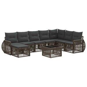 vidaXL Ensemble de canapé de jardin 9 Pièces Gris et Gris foncé polyrotin