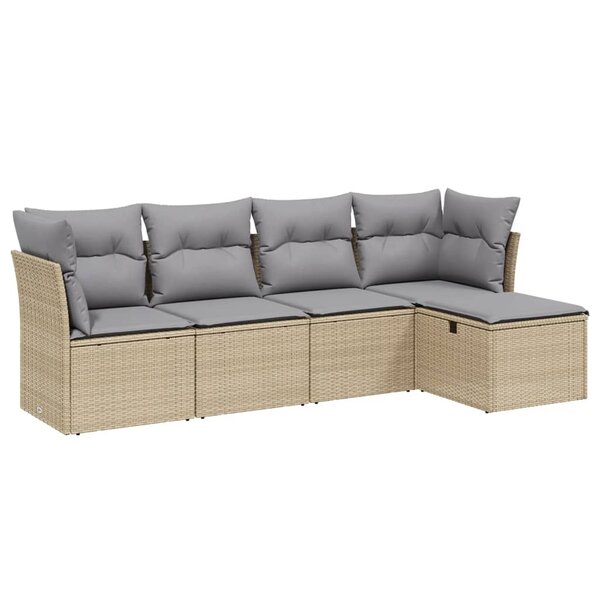 vidaXL Salon de jardin avec coussins 5Pièces mélange beige résine tressée
