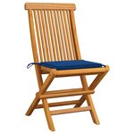 vidaXL Chaises de jardin avec coussins bleu royal lot de 8 Teck massif