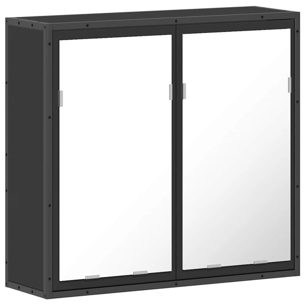 vidaXL Armoire à miroir de salle de bain noir bois d’ingénierie