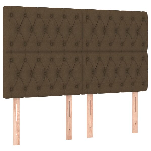 vidaXL Tête de lit marron foncé 144 x 7 x 118/128 cm Tissu