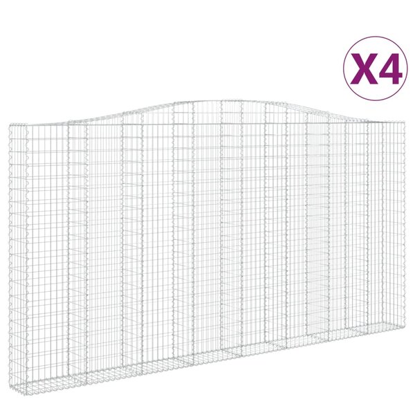 vidaXL Paniers à gabions arqués 4 Pièces 400x30x200/220 cm Fer galvanisé