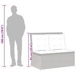 vidaXL Banc inclinable de jardin avec coussins noir résine tressée