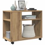 vidaXL Table d'appoint avec roues chêne artisanal bois d'ingénierie