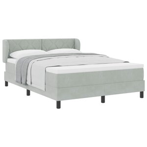 vidaXL Lit à ressorts avec tête de lit Gris clair 140 x 190 cm Velours