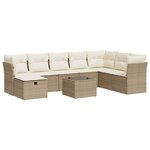 vidaXL Salon de jardin avec coussins 9 Pièces beige résine tressée