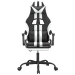 vidaXL Chaise de jeu avec repose-pied Noir et blanc Similicuir