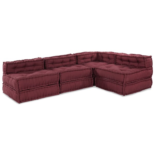 Poufs modulaires vidaXL 4 pièces en tissu bourgogne