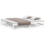 vidaXL Lit coulissant Blanc 2x(100x200) cm Bois de pin massif