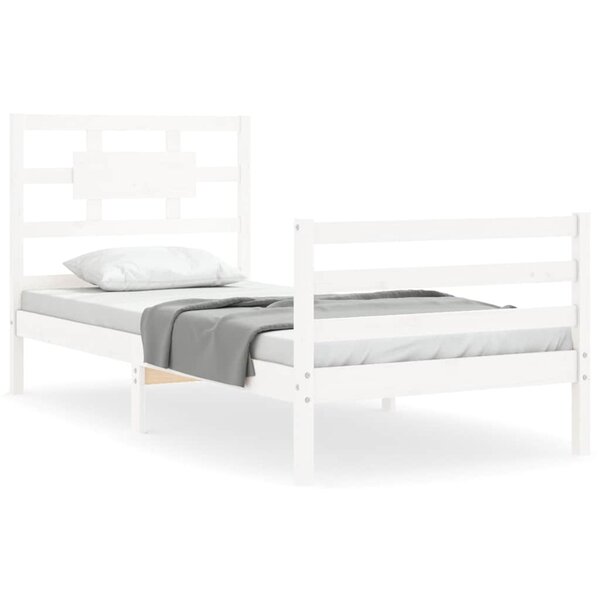 vidaXL Cadre de lit sans matelas blanc bois massif
