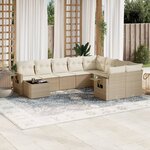 vidaXL Salon de jardin avec coussins 10 Pièces beige résine tressée