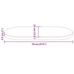 vidaXL Dessus de table blanc 70x35x2 5 cm bois de pin massif ovale