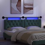 vidaXL Tête de lit suspendue Avec lumière LED Vert foncé Tissu