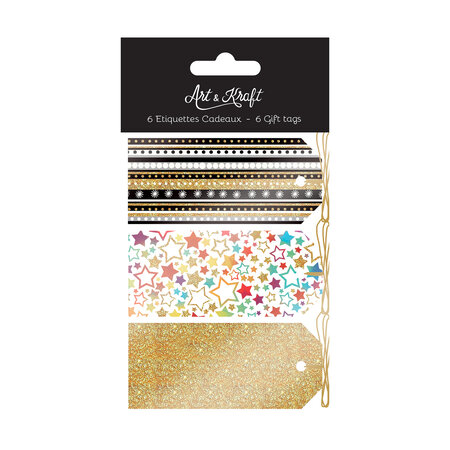 Lot de 6 étiquettes cadeaux "tags" - paillettes