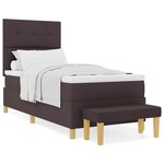 vidaXL Lit à ressorts avec matelas Marron foncé 90 x 200 cm tissu