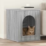 vidaXL Maison pour chat Gris Sonoma 53 x 52 x 62 cm Bois d'ingénierie