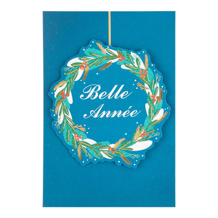 Carte de vœux noël chic couronne houx - draeger paris