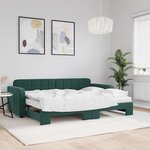 vidaXL Lit de jour avec gigogne et matelas vert foncé 80x200cm velours