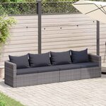 vidaXL Meuble de jardin 4 Pièces avec coussins Gris Résine tressée