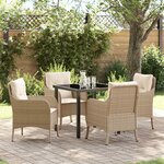 vidaXL Ensemble de salle à manger pour jardin 5 Pièces Beige Poly rotin