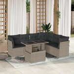 vidaXL Salon de jardin avec coussins 7 Pièces gris clair résine tressée