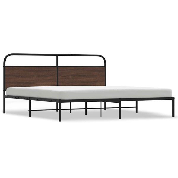 vidaXL Cadre de lit en métal sans matelas chêne marron 193x203 cm