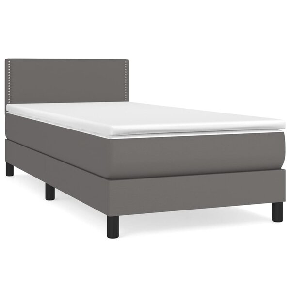 vidaXL Sommier à lattes de lit avec matelas Gris 100x200 cm Similicuir