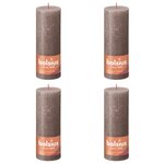 Bolsius Bougies pilier rustiques Shine 4 Pièces 190x68 mm Taupe rustique