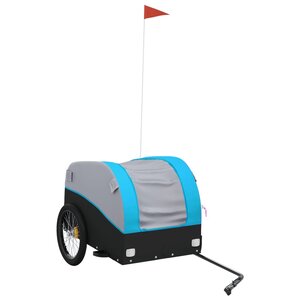 vidaXL Remorque pour vélo noir et bleu 45 kg fer