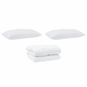 vidaXL Couette avec Oreillers 3 Pièces Blanc Microfibre et Plumes D'oie