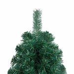 vidaXL Demi-arbre de Noël artificiel pré-éclairé et boules vert 210 cm