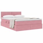 vidaXL Lit de Rangement avec matelas Rose 140 x 190 cm Velours