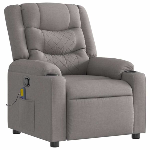 vidaXL Fauteuil de massage inclinable Taupe Tissu