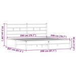 vidaXL Cadre de lit en métal sans matelas chêne marron 200x200 cm