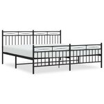 vidaXL Cadre de lit métal sans matelas avec pied de lit noir 183x213cm