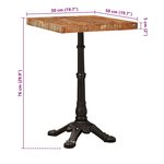 vidaXL Table bistrot Marron 50 x 50 x 76 cm Bois Recyclé Solide