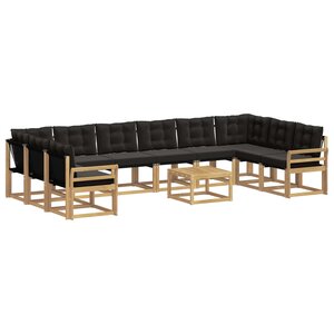 vidaXL Ensemble de canapés d'extérieur 11 Pièces Blanc et noir