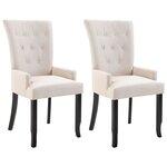 vidaXL Chaises à manger avec accoudoirs lot de 2 beige tissu