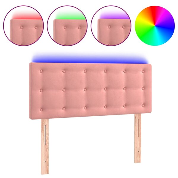 vidaXL Tête de lit à LED Rose 90x5x78/88 cm Velours