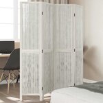 vidaXL Cloison de séparation 4 panneaux blanc bois de paulownia massif