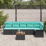 vidaXL Ensemble de canapé de jardin 7 Pièces Noir et turquoise