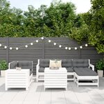 vidaXL Salon de jardin 7 Pièces blanc bois de pin massif