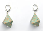 Boucles d'oreille papier origami triangle gris bleuté