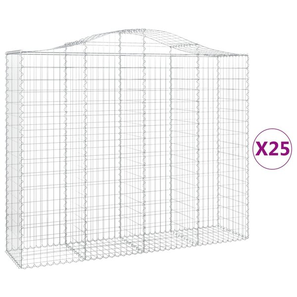 vidaXL Paniers à gabions arqués 25 Pièces 200x50x160/180 cm Fer galvanisé