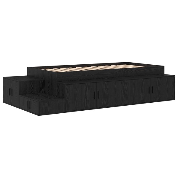 vidaXL Cadre de lit de rangement Noir Chêne 100x200 cm